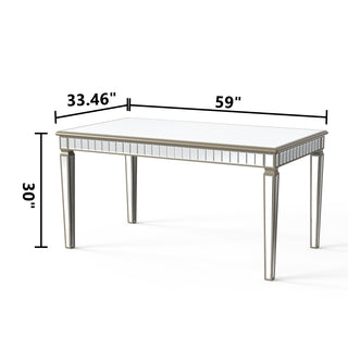 Glam Mirror Wood Rectangular Dining Table