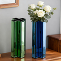 Green Glass Flower Vases for Home Decor, Living Room Decor