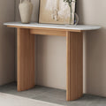 Natural  Marbled Wood Console Table Entryway Table with Fluted Base
