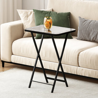 Sleek Glass Mirrored Side Table with Metal Leg