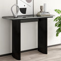 Black Marbled Wood Console Table Entryway Table with Fluted Base