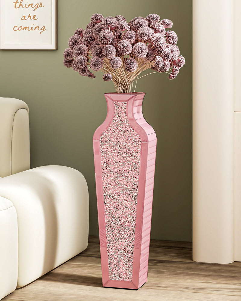 Handmade Crystal Glass Floor Vase Pink Floor Vase