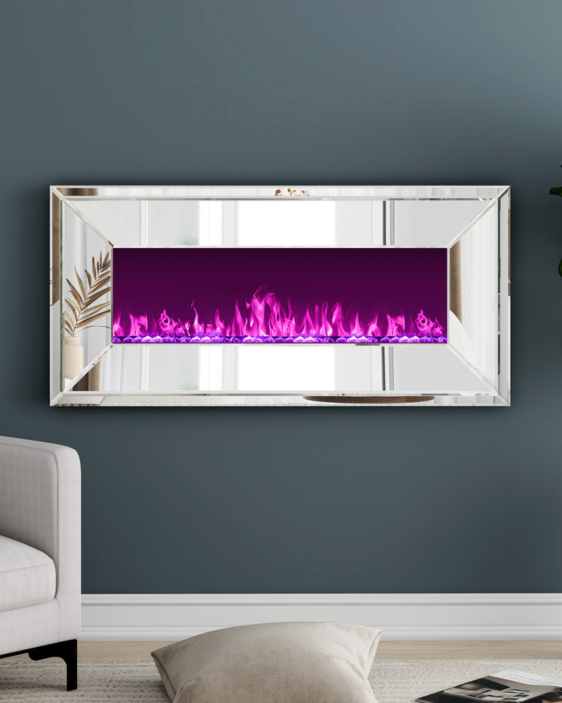 Riggleman Mirrored Wall Mounted Electric Fireplace with Remote Control