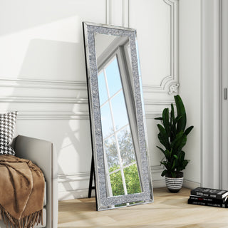Rectangle Glass Mirror Accent Diamond Full Length Floor Mirror