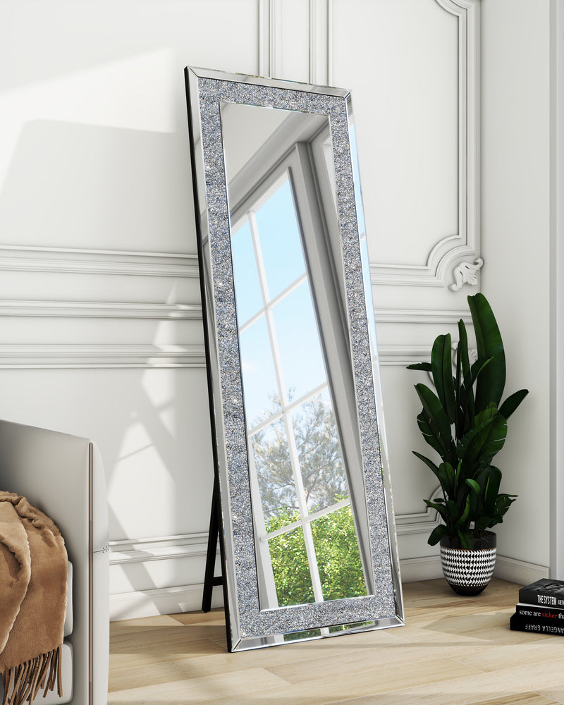 Rectangle Glass Mirror Accent Diamond Full Length Floor Mirror