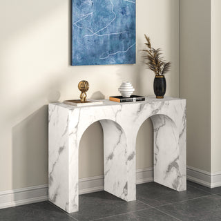 43" White Marble Console Table