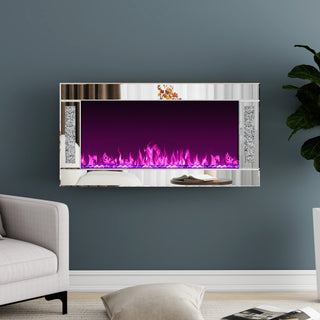 Modern Electric Fireplace with Crushed Diamond Inlay