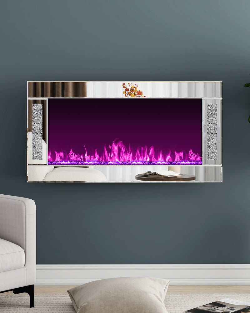 Modern Electric Fireplace with Crushed Diamond Inlay