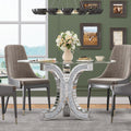 Mirror Glass Pedestal Dining Table with Tempered Glass Tabletop