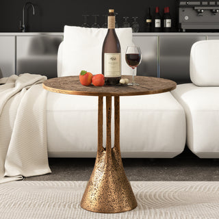 Antique Brass Round End Table 23.62" W x 23.62" D x 22.05" H