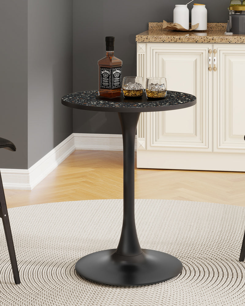 Black Round Bar Table Metal Base Dining Table