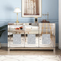 Glam Mirrored Diamond 3-Drawers Accent Cabinet Sideboard