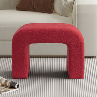 25.6'' Red Upholstered Foot Stool Modern Pouf Ottoman