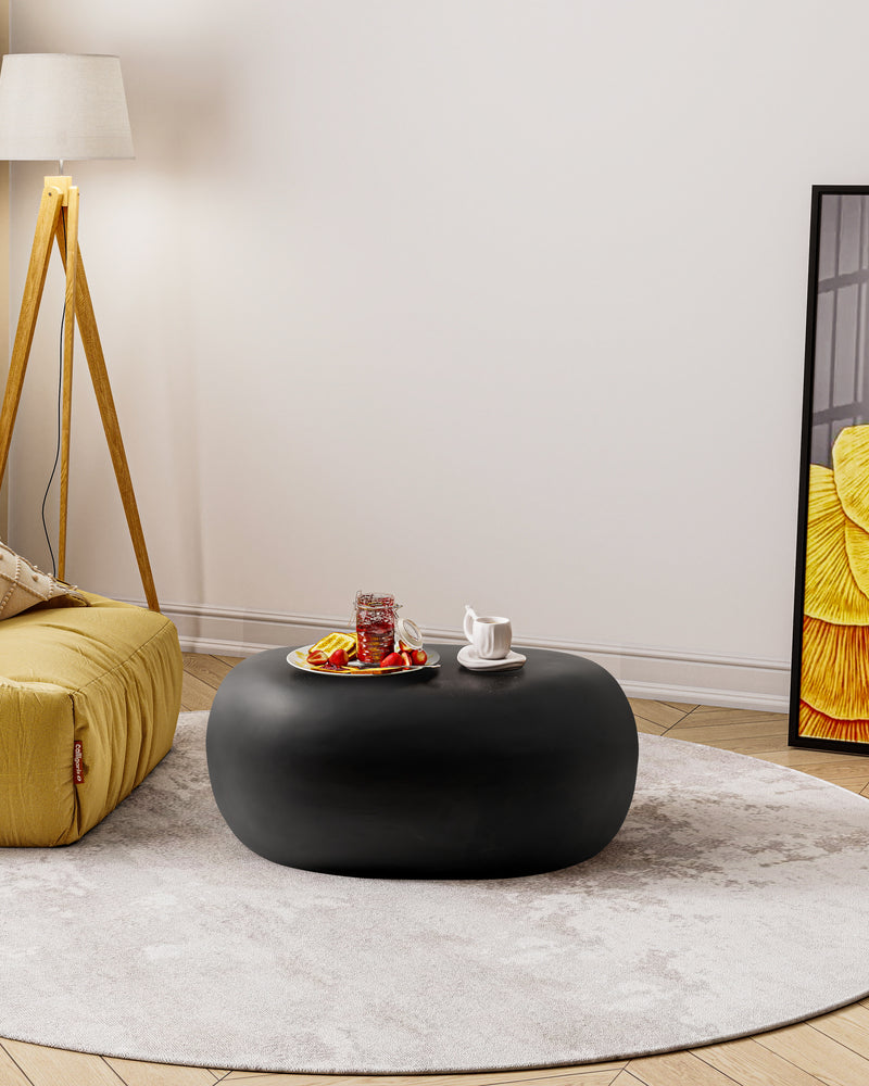 Modern Concrete Coffee Table for Outdoor Patio, Durable Weatherproof Accent Table