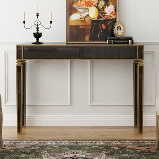 Antique Mirrored Console Table with Bronze-Toned Frame