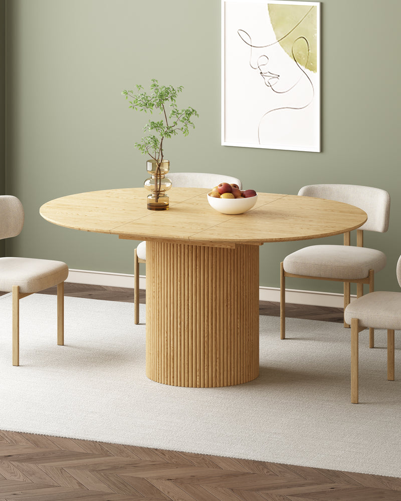 Oak Extendable Oval Solid Wood Dining Table
