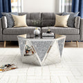 Luxury Mirrored Crystal Coffee Table with Geometric Glass Design