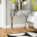 Mirrored Bedside Table with Stainless Steel,Silver Single Drawer Mirrored Night Table