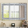 Glam Crystal Accent Wall Mirror Sparkly Silver Mirror