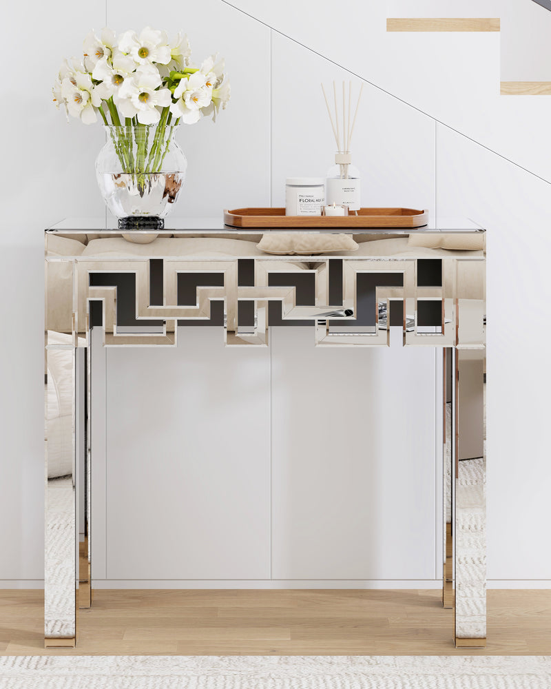 SHYFOY Modern Grecian Venetian Mirrored Console Table