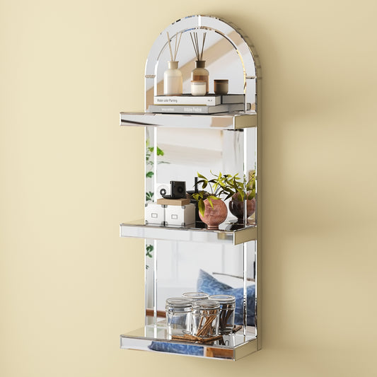 Mirrored Shelves 3- Tier Wall Panel