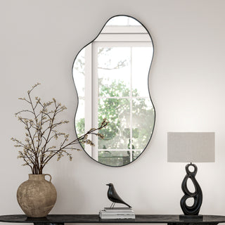 SHYFOY 35.8" Black Asymmetrical Cloud Shaped Wall Mirror