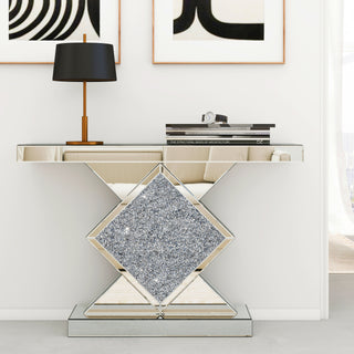 SHYFOY Crushed Diamond Mirrored Console Table
