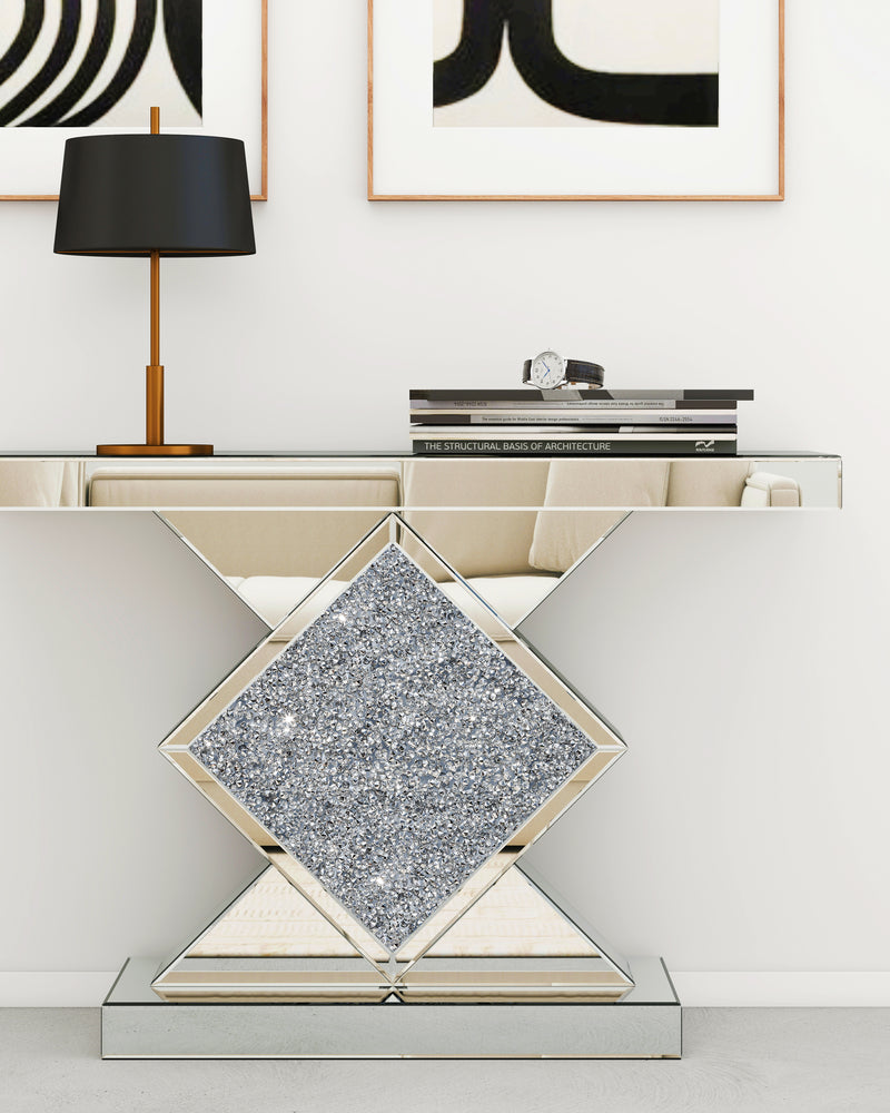 Long Accent Narrow Table, Glass Sofa Table Foyer Table for Living Room Hallway Entrance