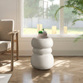 Modern Outdoor Side Table, Sculptural Patio Accent Table, White Concrete Look