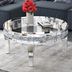 Round Glass Top Silver Accent Table Decor With Crushed Diamond Coffee Table