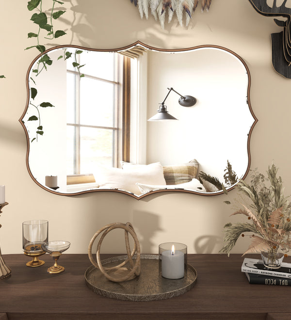 SHYFOY Large Vintage Gold Anqitue  Mirrors for Wall Decor