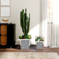 Silver Pot Planter crushed diamond vase ,Set of 2
