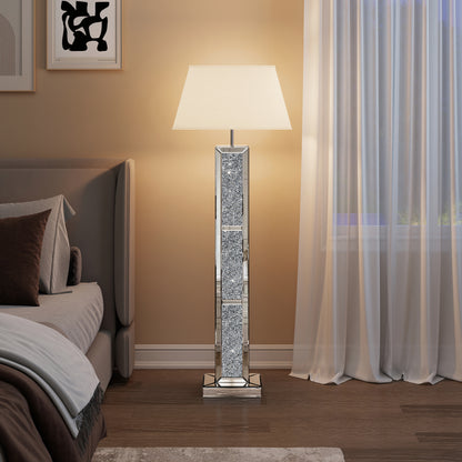Mirrored Glass Floor Lamp Crushed Diamond Home Decor