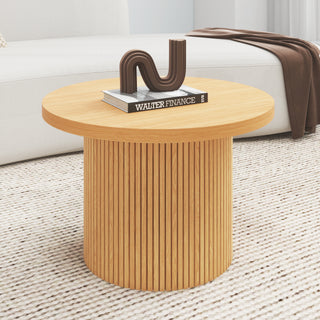 Pedestal Wood Round Coffee Table with Solid Wood Circle Pedestal Table