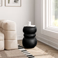 Black Concrete Side Table Unique Sculptural End Table, 19” Tall Handmade Cement Accent Table