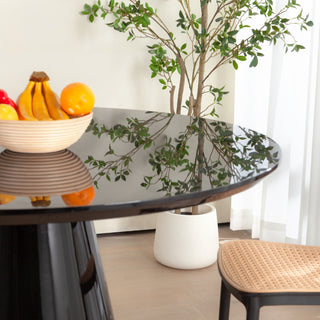 Black Modern High Glossy Round Dining Table