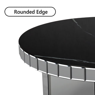 Black Mirrored Coffee Table with Marble Pattern