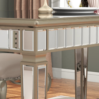 Glam Mirror Wood Rectangular Dining Table