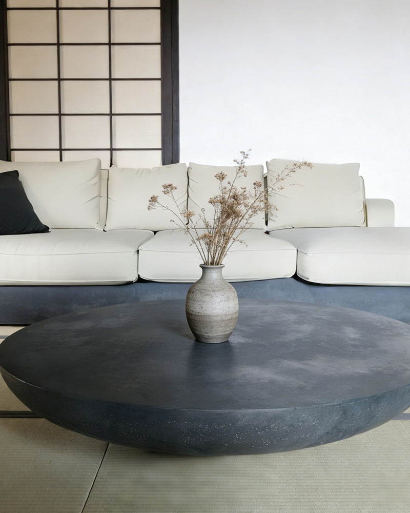 Black Minimalist Round Magnesium Oxide Coffee Table