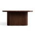 Square Wood Pedestal Coffee Table with Fluted Base