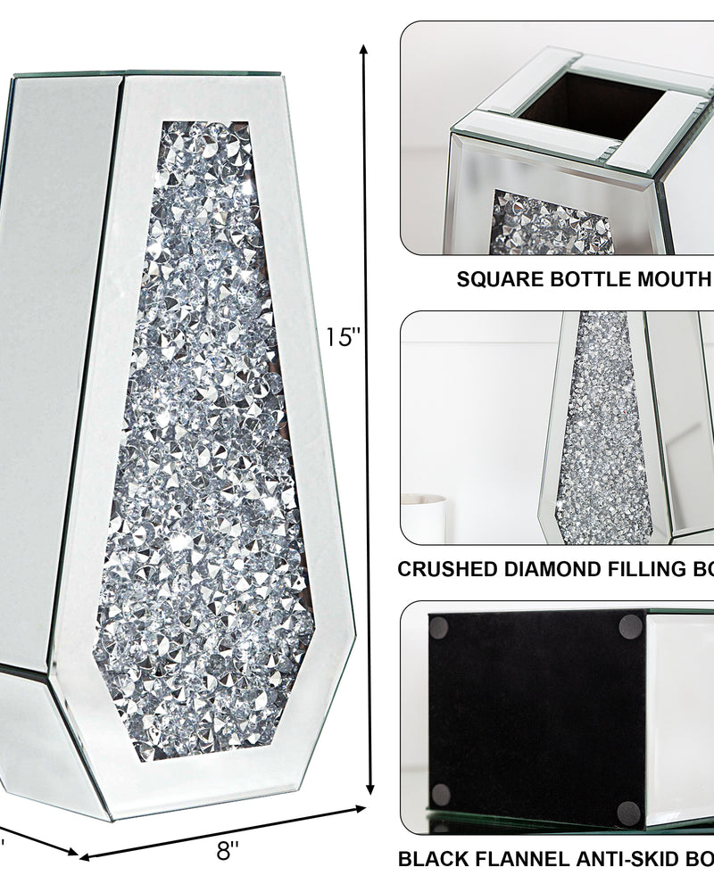 Modern Crystal Decorative Mirror Vases Stunning Luxury Flowers Home Decor Silver
