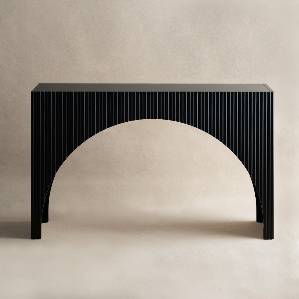 Black Fluted Arch Modern Console Table