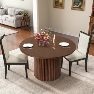 Walnut Brown Round Kitchen Table Solid Wood Dining Table
