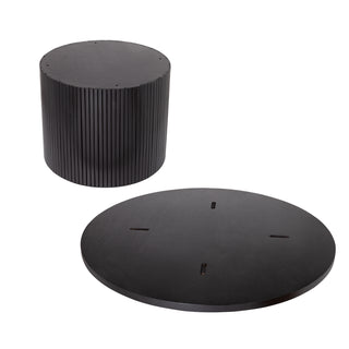 Black Round Coffee Table with Solid Wood Circle Pedestal Table