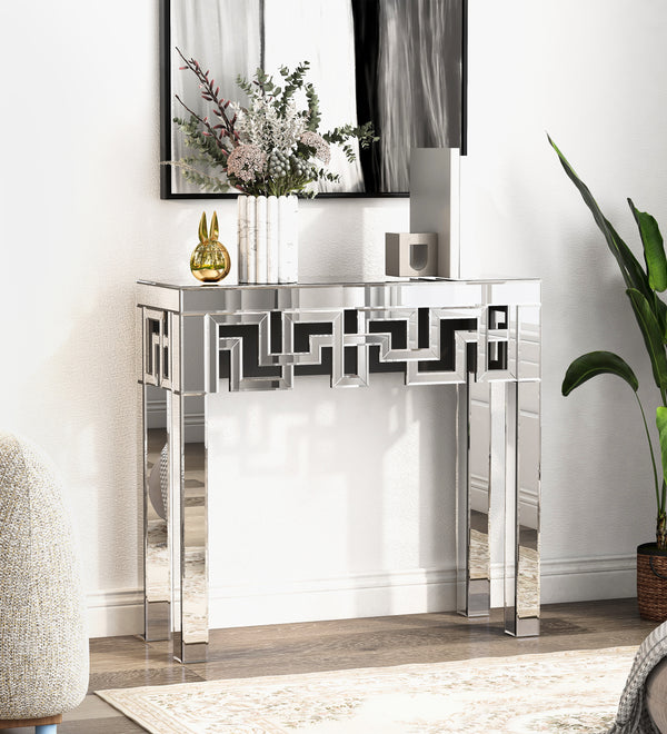SHYFOY Modern Grecian Venetian Mirrored Console Table
