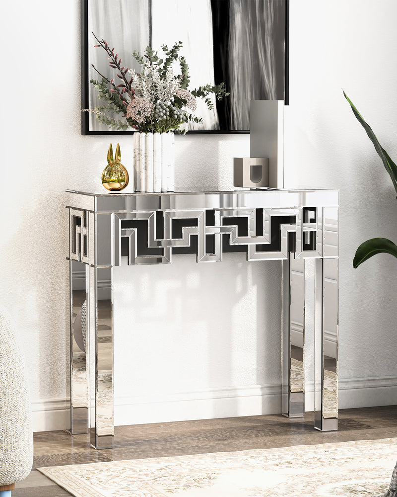 SHYFOY Modern Grecian Venetian Mirrored Console Table
