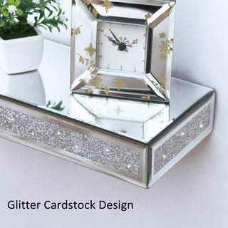 Mirrored Floating Shelves Wall Mounted Set of 6, Glitter Glass Mirror Storage Wall Shelves