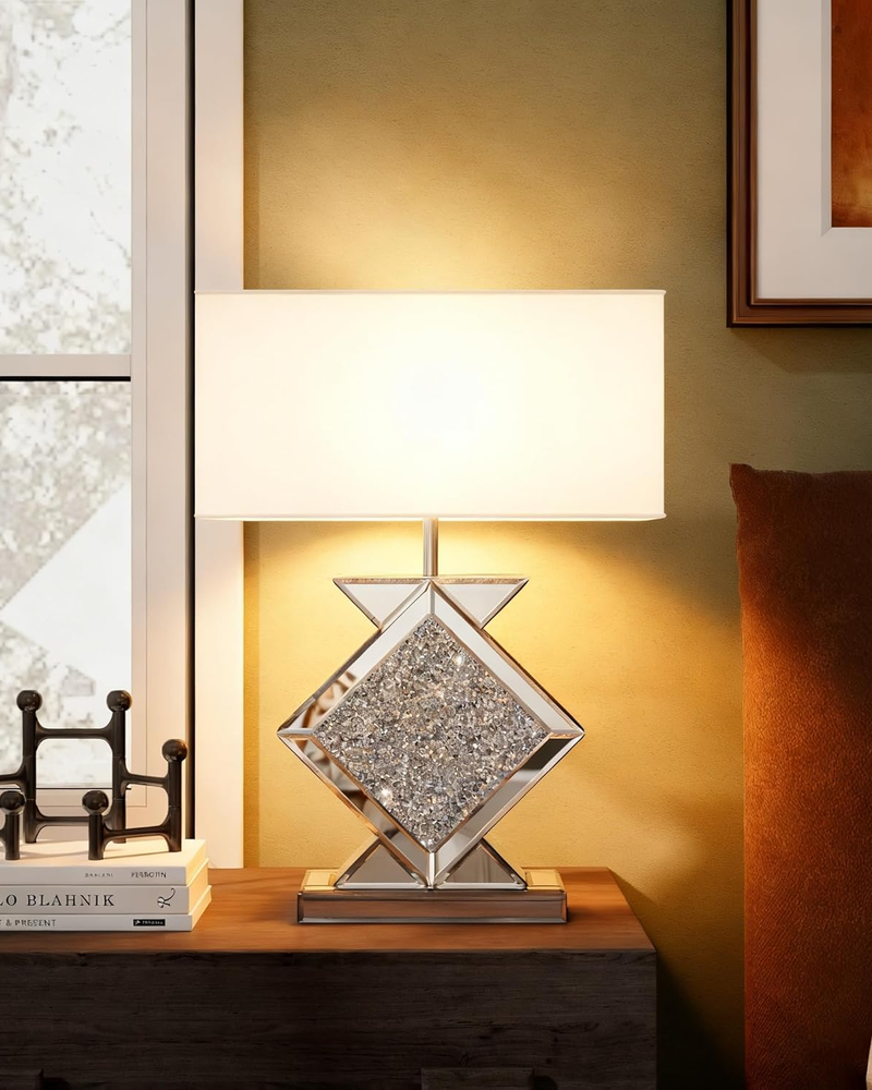 Crystal Crushed Diamond Mirrored Table Lamp