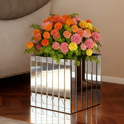 13.78" Handmade Planter Box Mirrored Glass Decor