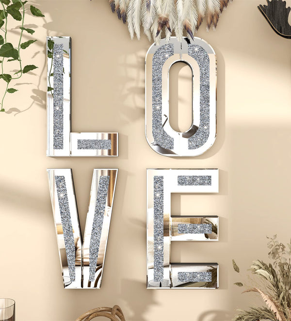 Crushed Diamond Wall Decor Large Size Crystal Mirror Set